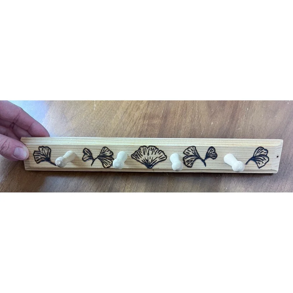 Wood Peg Rack‎ Pegs Wall Hanging Jewelry Keys Ginkgo Art
